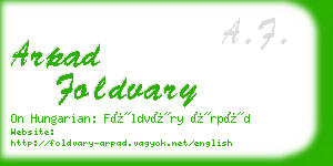 arpad foldvary business card